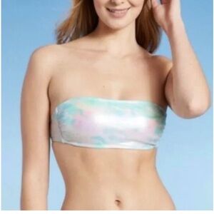 Xhilaration Iridescent Tie Dye Metallic Bandeau Bikini Top Juniors Size D/DD NWT